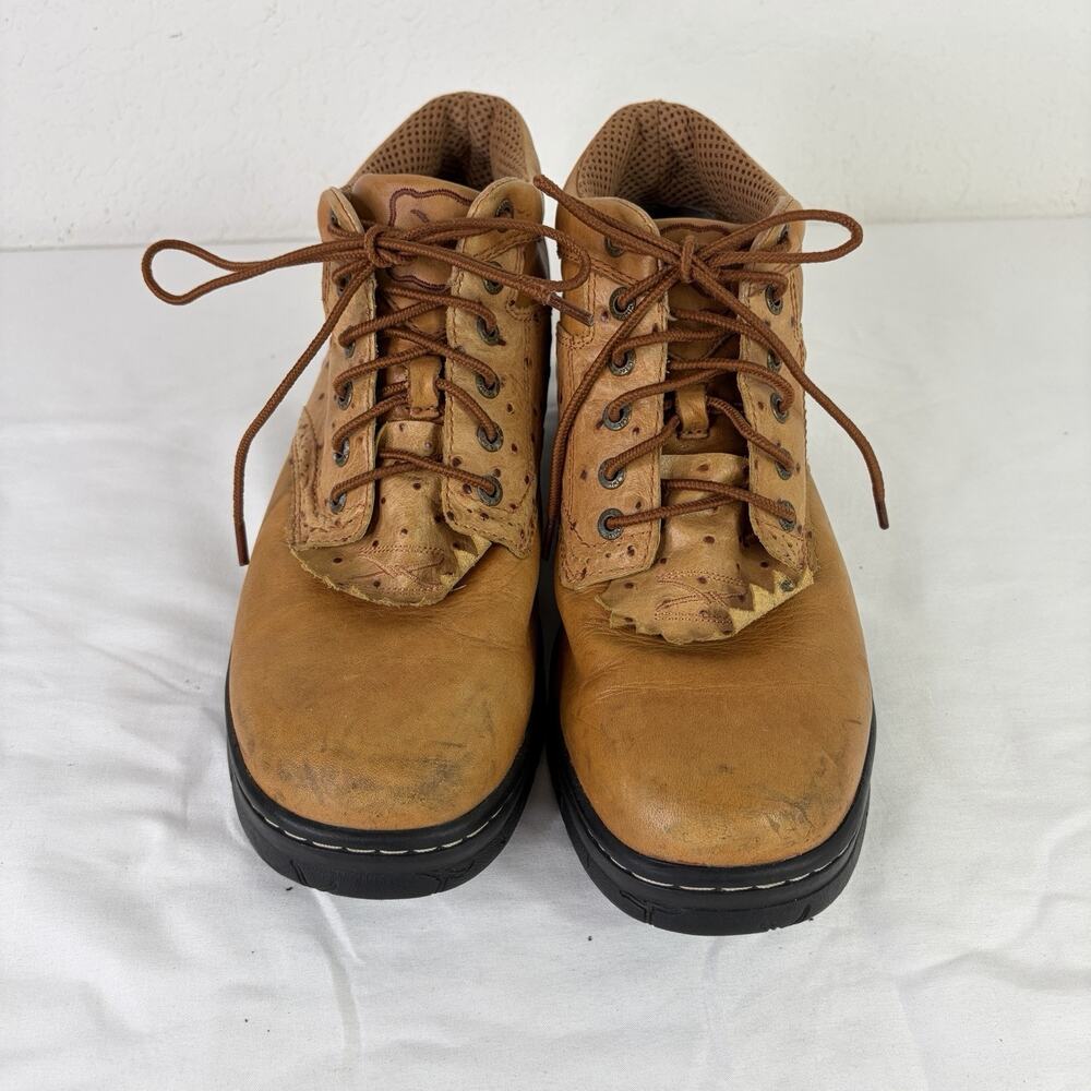 Twisted X EX Rider brown Ostrich leather boots, size Men's 8/wn's 9, lace up